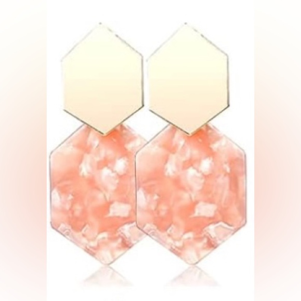 Resin Acrylic Drop Dangle Earrings Bohemian Rattan Gold Pink Fashion